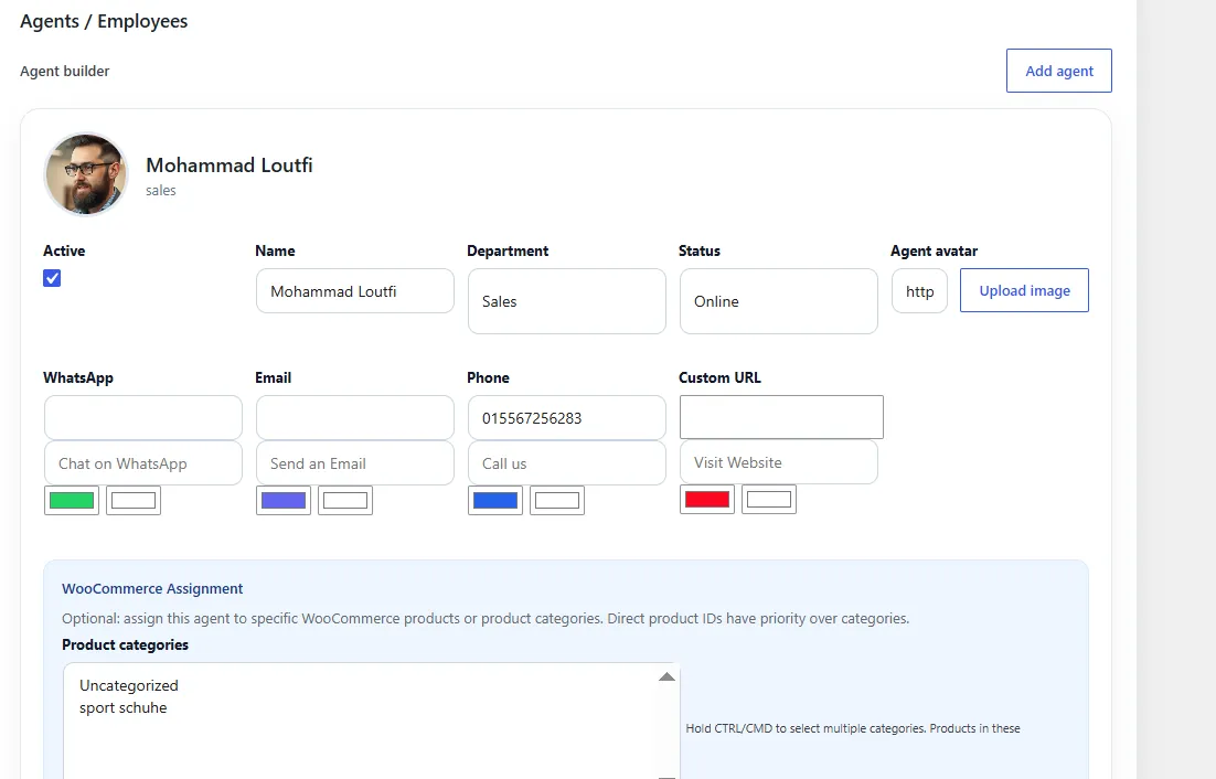 WebWerk Contact Chat Widget Pro – Mitarbeiter-Verwaltung mit WhatsApp, E-Mail, Telefon und eigener URL